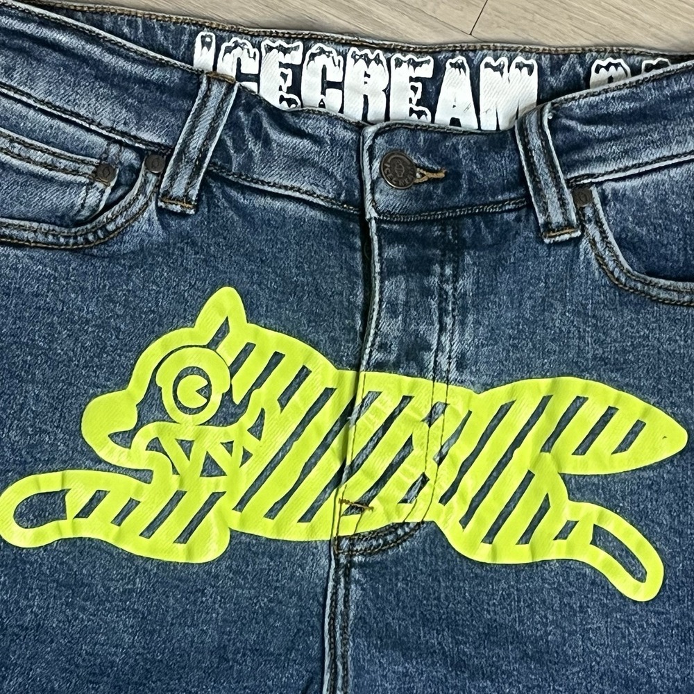 Ice Cream Neon Lime BBC Running dog‎ Denim Mens Jeans Size 30x30 NWOT